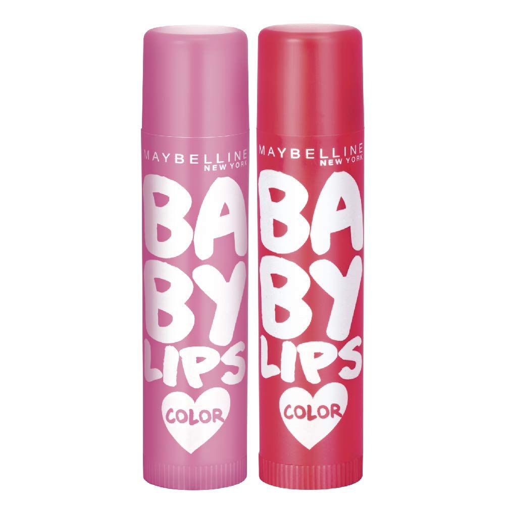 Maybelline New York Baby Lips Lip Balm, Cherry Kiss, 4g & Maybelline New York Baby Lips Pink Lolita & Baby Lips Cherry Kiss Lip Balm, Pink, Red, 31.2 g (Pack of 2)