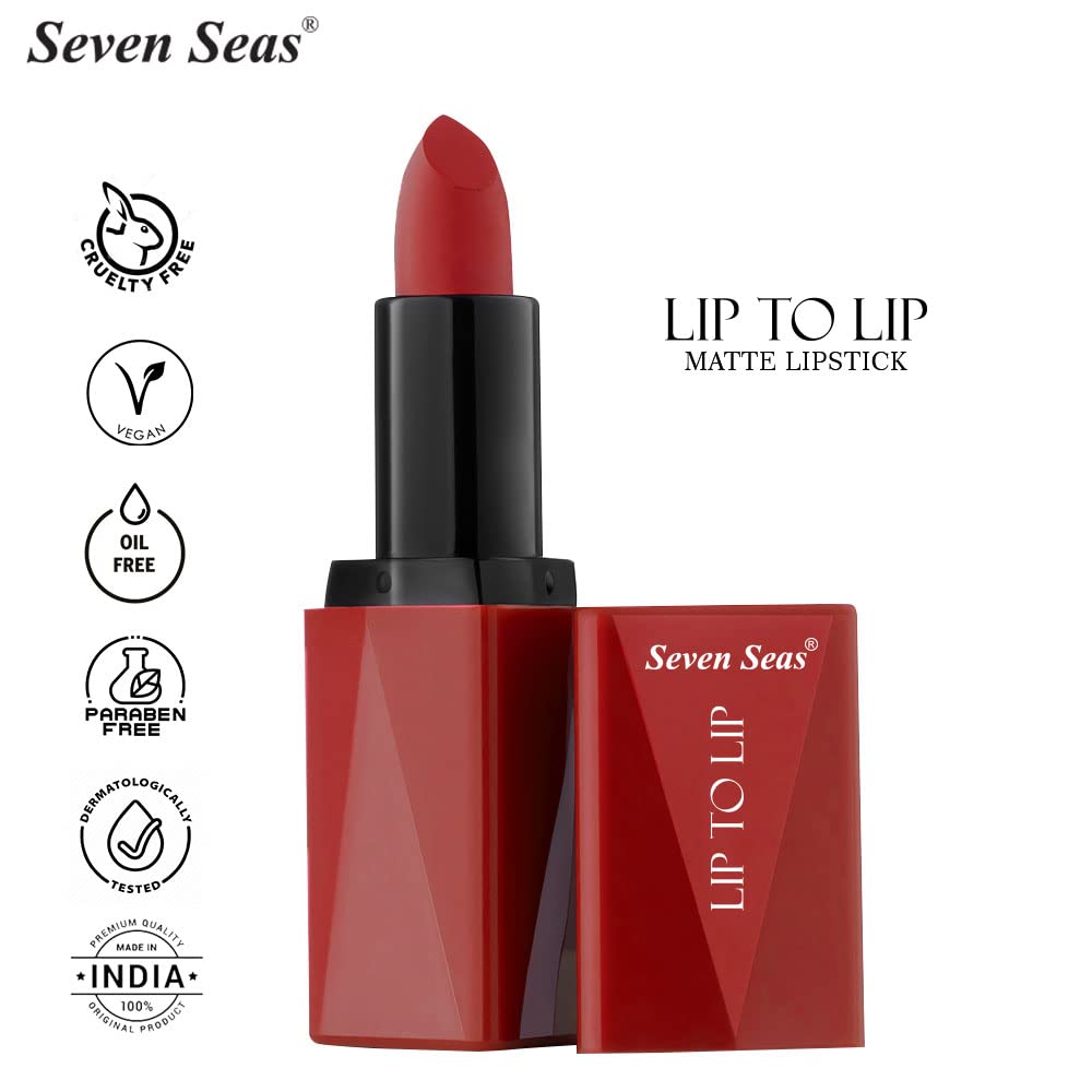 Seven Seas Lip To Lip Matte Full Coverage Long Lasting Lipstick | Smooth Application |Transferproof & Smudge Proof | Highly Pigemented Lipstick for Women (Chestnut Rose-II)