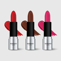 FLiCKA Tomato Bullet Matte Lipstick (Pack Of 3) | Hydrating, Moisturizing, Upto 6Hrs Long Lasting| Transfer & Smudge Proof Lipsticks For Women, Shade - 09