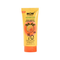 WOW Skin Science Japanese Yuzu + Vitamin C with 5 Ceramides Dewy Bright Sunscreen Gel | SPF 70 PA++++ 500x Vitamin C | Quick Absorption | No White Cast | Water Resistant | UVA + UVB Protection | 80ml