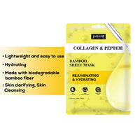 Jaquline USA Collagen & Peptide Sheet Mask|Zero Paraben And Sulphate|Biodegradable Ber Masks| Light-Weight| Hydrating And Skin Firming, 1 Count