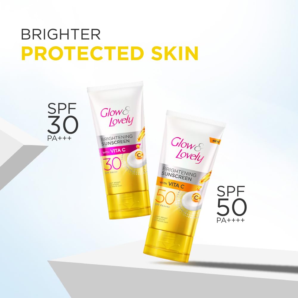 Glow and lovely Brightening Sunscreen SPF 30 | Vita C | PA ++++ |Light weight | Non sticky | No White Cast | 50g