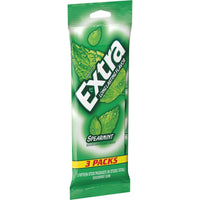 EXTRA Spearmint Sugar Free Chewing Gum Spring Break Travel Accessories, 15 Count (Pack of 3)