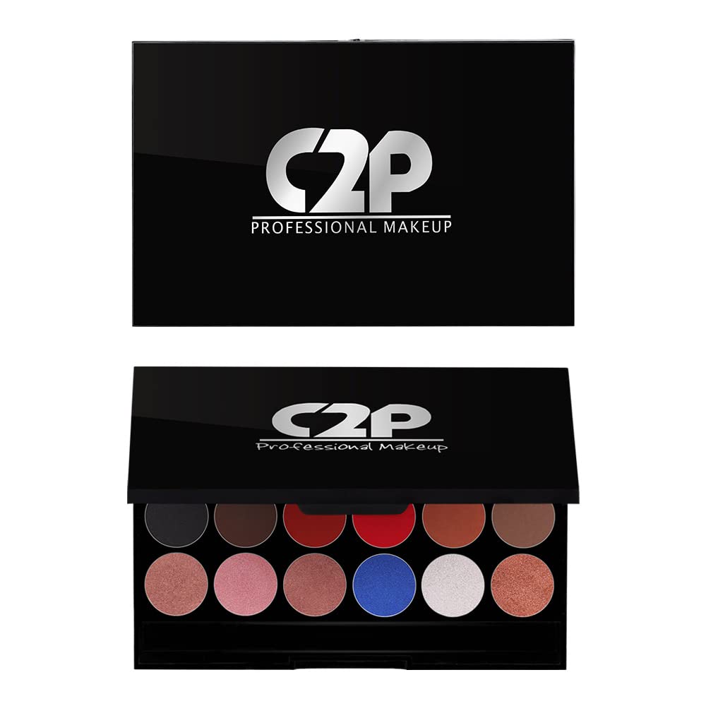 C2P Pro Metal & Matte Eyeshadow Palette, Smooth, Blendable & Creamy Texture, Long Lasting & Full Coverage with Versatile Shades Eyeshadow Kit, 20 grams