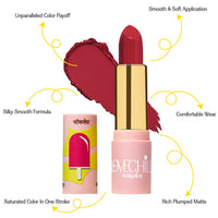 LoveChild Masaba - Hot-Pop - Luxe Matte Lipstick, Hydrating & Nourishing, Long lasting, Crimson Punch, Bullet Matte Lipstick, 4ML