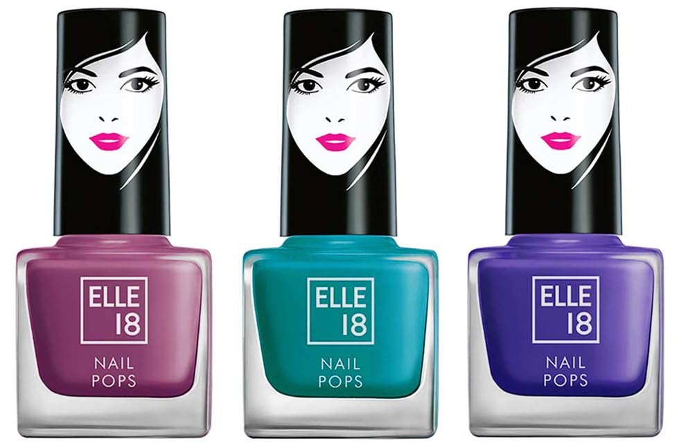 Elle 18 Nail Pops Nail Color 155 & Elle18 Matte, Glossy Finish Nail Pops Color 161, 161, 5 Ml & Elle18 Nail Pops Nail Color 163, Glossy & Matte Finish, 5Ml