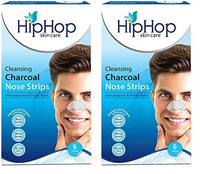 HipHop Skincare Charcoal Nose Strips for Men (6 Strips), Blackhead & Whitehead Remover (Pack of 2)