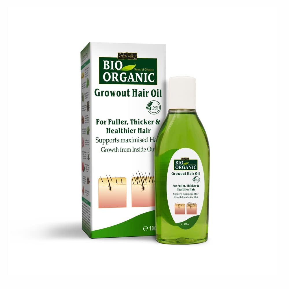 INDUS VALLEY Bio Organic Growout Hair Oil, 100 * 2=200ml