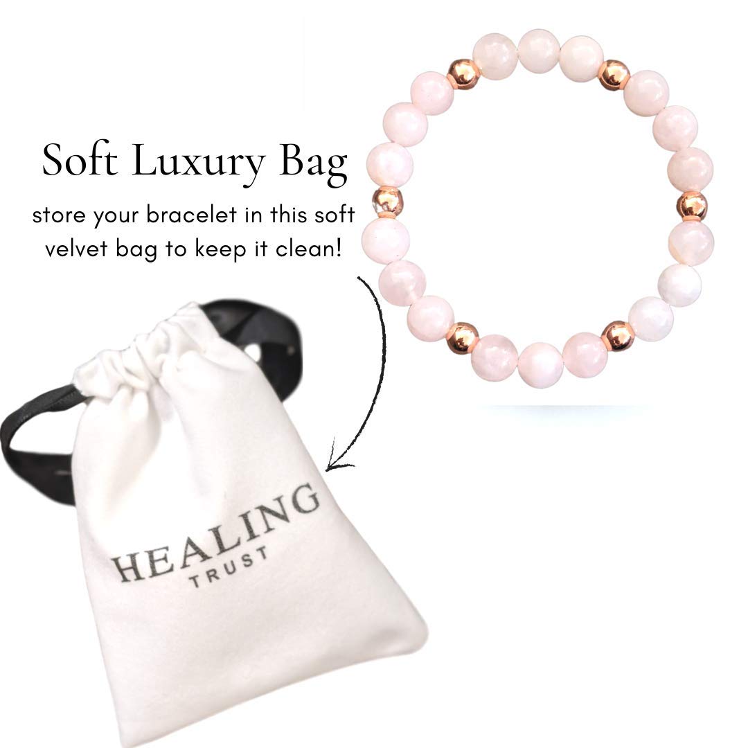 [Healing Trust] Rose Quartz Bracelet for Women for Love Attraction, Healing Bracelets for Women, Healing Crystal Jewelry, Rose Colored Ball Spacers, Healing Heart Chakra, Rose Quartz Fertility Gifts for Women, Love Bracelet, Crystal healing bracelet, R...