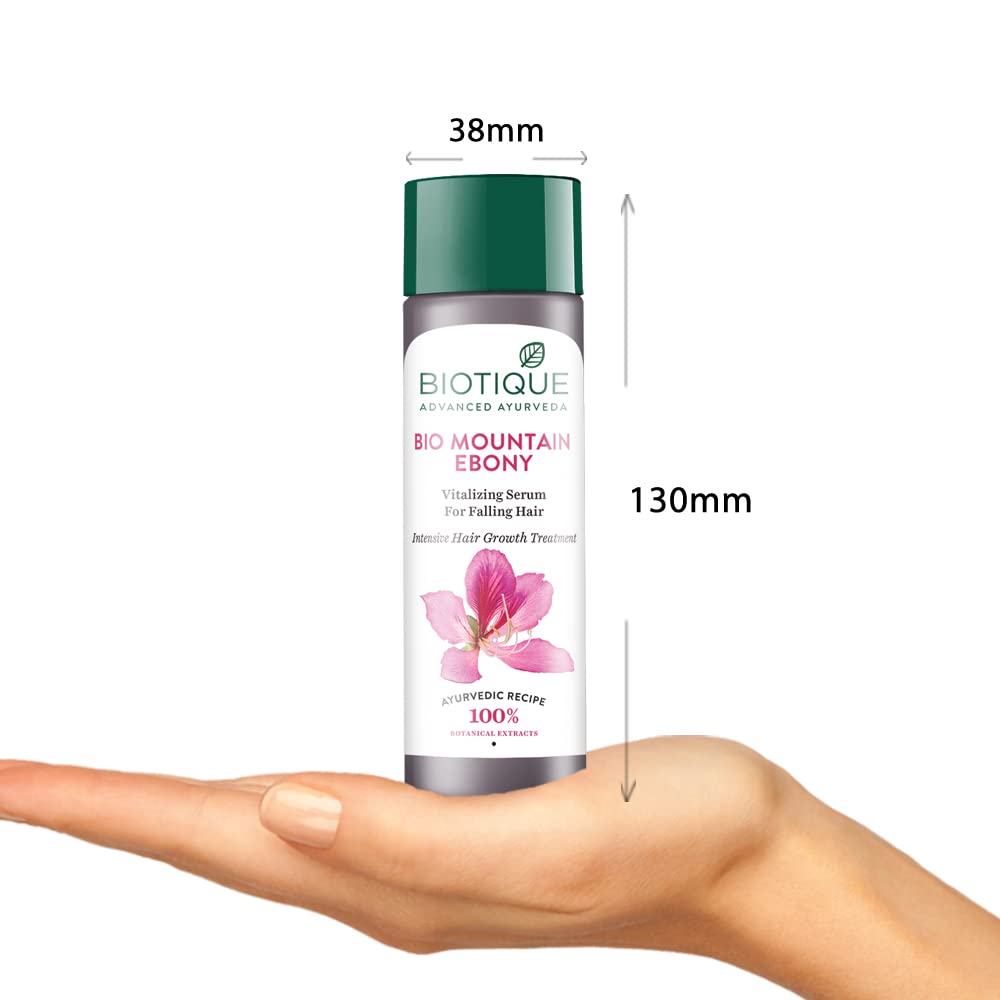 Biotique Mountain Ebony Vitalizing Serum | Prevents Hair Fall & Soothes Scalp| Promotes Hair Growth | 100% Botanical Extracts | Suitable for All Skin Types | 120ml