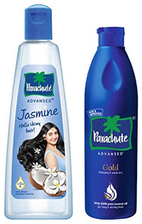 Parachute Advansed Jasmine Coconut Hair Oil with Vitamin E for Healthy Shiny Hair, Non-sticky, 500ml & Advansed Gold Coconut Hair Oil, Vitamin E for Long, Strong & Gorgeous Hair, 400 ml
