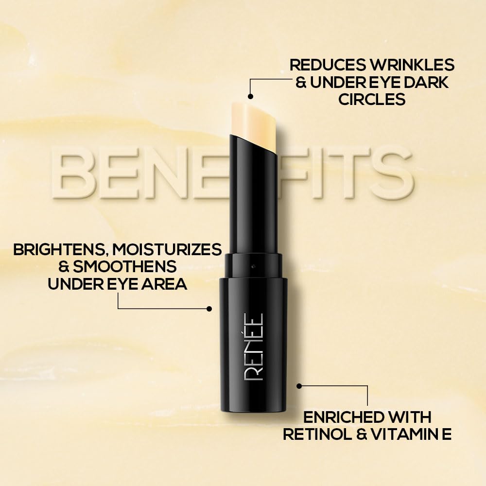 RENEE Retinol Eye Stick, Targets Wrinkles & Dark Circles, Revitalizes, Nourishes & Smooths Under-Eye Area, Infused with Retinol, Hyaluronic Acid, and Vitamin E, Travel Friendly, for All Skin Type, 2.9gm
