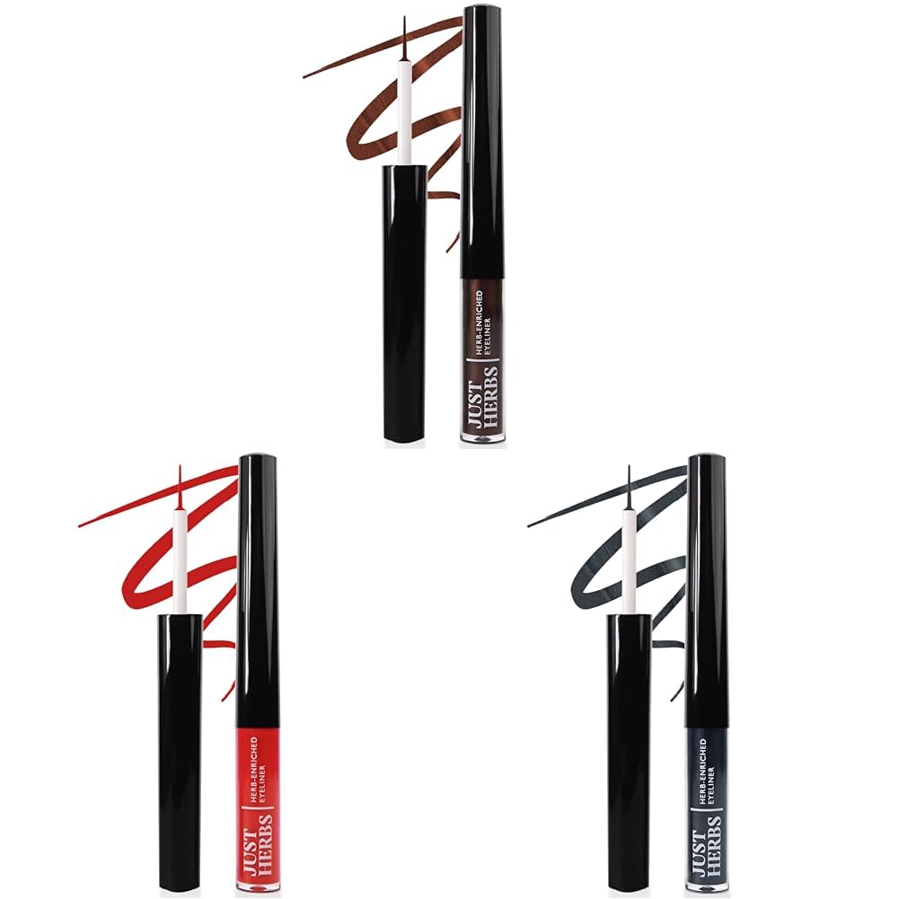 Just Herbs Waterproof And Smudge Proof Eyeliner Long Lasting Liquid Eyeliners 2.5G & Eyeliner Waterproof And Smudge Proof, Long Lasting Eyeliners 2.5G (Smoky Charcoal), Multi, Matte Finish