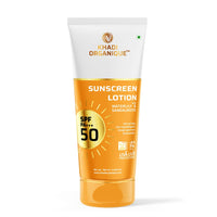 Khadi Organique Zinc Oxide Sunscreen Lotion SPF 50 PA+++ | Broad Spectrum, Non-Comodegenic, Ultra Light Sunscreen Gel | UVA, UVB Protection for Men & Women | Oily, Dry, & Combination Skin - 100ml