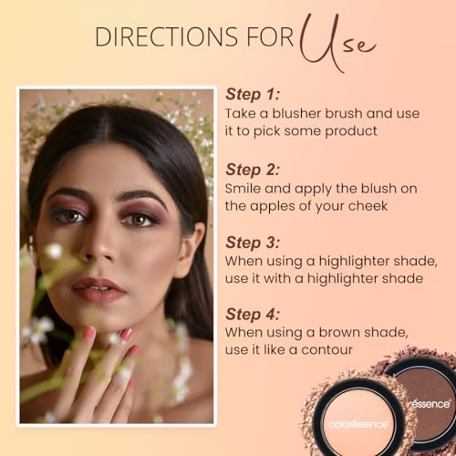 Coloressence Satin Smooth Blush | Natural Highlighted Look | Highly Pigmented | Satin Finish|Golden Peach-5gm