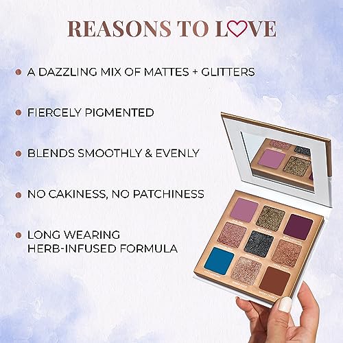 Just Herbs Eyeshadow Palette 9 In 1 Long Lasting Blendable Eye Makeup Palette Shimmery Finish (Moonlight - Night Palette) Multicolor