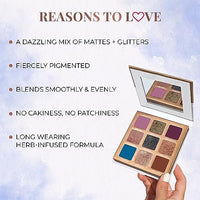 Just Herbs Eyeshadow Palette 9 In 1 Long Lasting Blendable Eye Makeup Palette Shimmery Finish (Moonlight - Night Palette) Multicolor