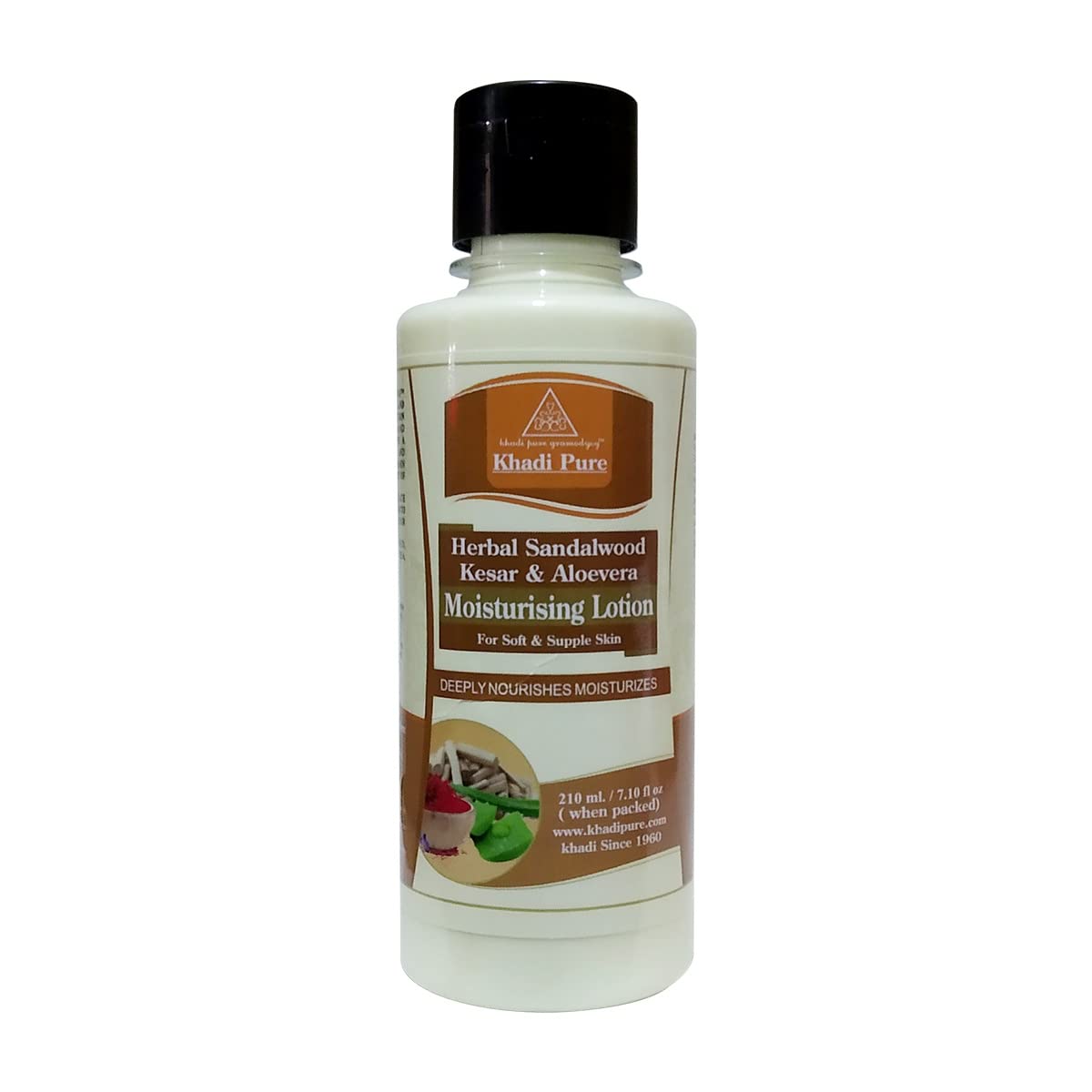 Khadi Pure Herbal Sandalwood, Kesar & Aloevera Moisturising Lotion, 210 ml