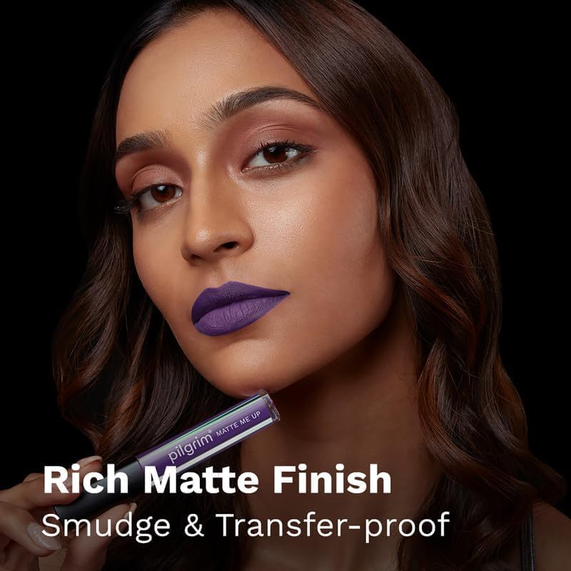 Pilgrim Liquid Matte Lipstick - Purple Lust | Lipstick for Women with Hyaluronic Acid & Spanish Squalane | Transferproof, Long Lasting & Non Drying with Hydrating Ingredients 3gms