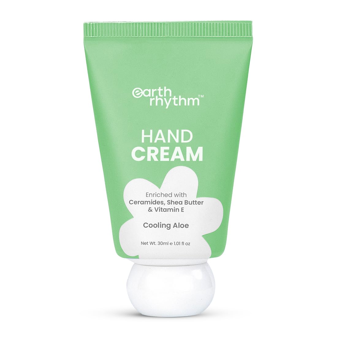 Earth Rhythm Hand Cream - Cooling Aloe for Dry & Rough Hand Intense Moisturization Non Greasy , Fast Absorbing, Moisturizes, Enriched with Ceramides , Shea Butter, Cacao Seed Butter for Men & Women - 30ml