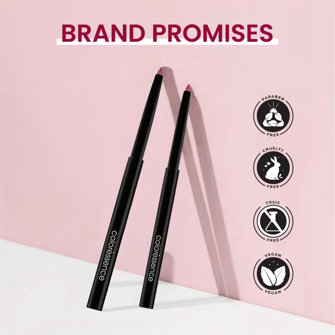 Coloressence Long Stay Waterproof Creamy Lip Liner Pencil with In-built Sharpener | Bridal Combo