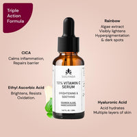SUGANDA SKINCARE Vitamin C Serum 10% | Helps Brighten And Reduce Dark Spots, And Hyperpigmentaion | With Soothing Cica And Hydrating Hyaluronic Acid And Rainbow Algae| Suitable For Sensitive Skin.
