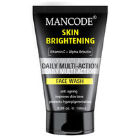 Mancode Daily Action Face Wash for Men with Vitamin C and Alpha Arbutin- Clear Skin, Oil Control, Acne Defense, Dark Spot Reduction, Pollution Protection - Pack of 1 | Men's Face Wash-100ml