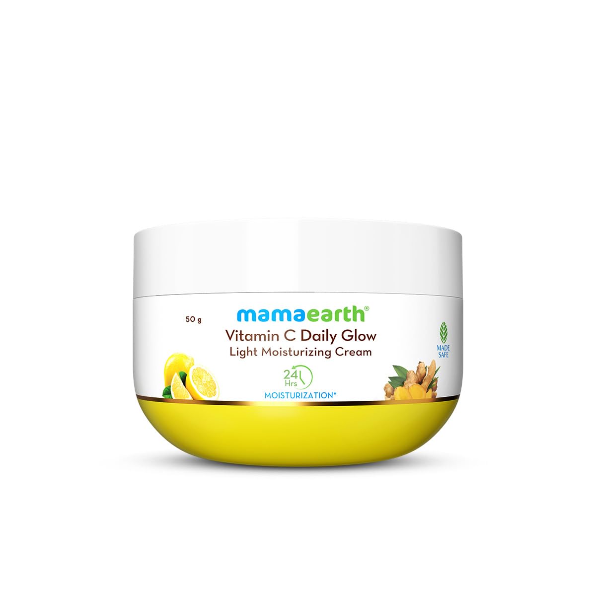 Mamaearth Vitamin C Daily Glow Light Moisturizing Cream with Vitamin C & Turmeric 50g | For Face, Hand & Body | 24H Moisturization | Quick Absorbing, Non-Greasy | Soft Moisturizer | All Skin Types