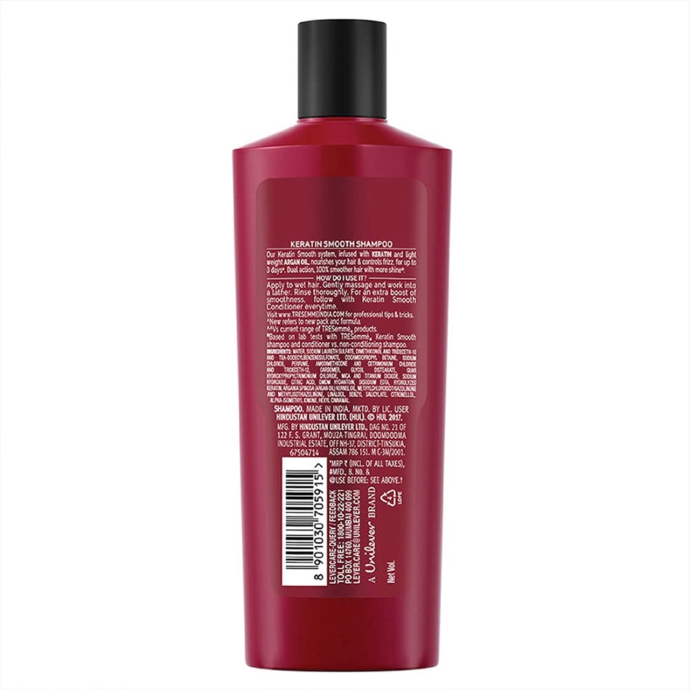 TRESemme Gloss Ultimate Ultra Shine Hair Serum 50ml with Macadamia Oil & Tresemme Keratin Smooth, Conditioner, 190ml, for Smoother, Shinier Hair, with Keratin & Tresemme Keratin Smooth, Shampoo, 185ml, for Straighter, Shinier Hair, with Keratin & Argan Oi