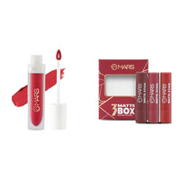 MARS Matte Liquid Lip Color | Long Lasting | Non-Transfer & Waterproof Lipstick for Women (4.5 ml) (21-Red Luck) Matte Box Set of 3 Lipsticks for Women (3x3.2 gm) (01-Red & Maroon)