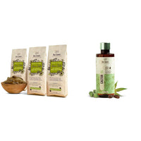 Nat Habit - Fresh Ready To Apply Henna Paste (Pack of 3 x 220g) and Nat Habit Cold Pressed 100% Pure Castor (Arandi) Oil for Skin & Hair - 200ml