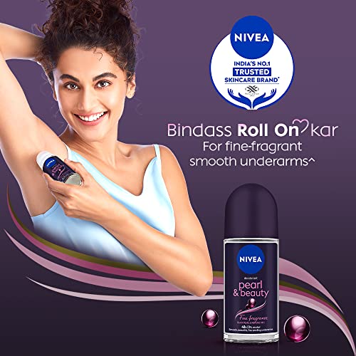Nivea Women Deodorant Roll On, Pearl & Beauty Fine Fragrance, 50ml & Nivea Natural Glow Smooth Skin Deodorant Roll On for Women, 50ml