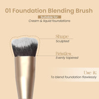 Milagro Beauty Foundation Brush 01 – Seamless Blending Brush for Liquid, Cream & Powder Foundations, Soft Dense Bristles, Flawless Coverage, Vegan & Cruelty-Free, Easy to Use & Clean