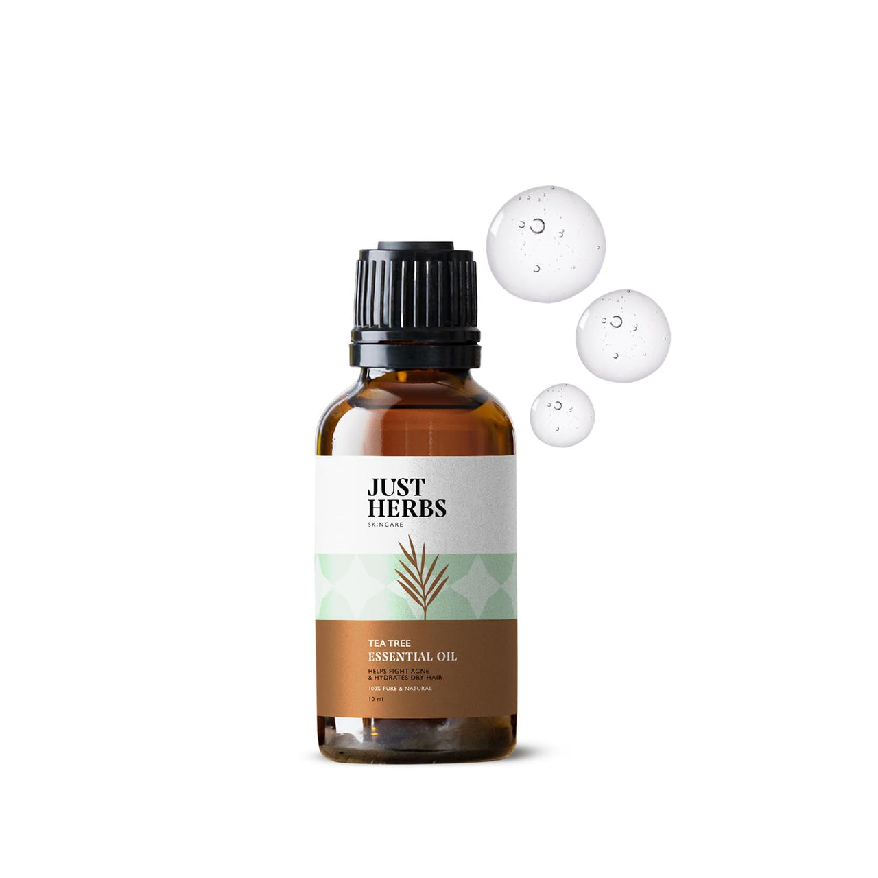 Just Herbs Tea Tree Steam 100% Pure Distilled Essential Oil for Hair | Skin | Fights Acne | Exfoliates Skin | Aromatherapy Relives Stress for Men and Women (10 ml)