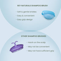 Rey Naturals Hair Scalp Massager | Shampoo & Hair Oil Brush for Men and Women | Hair Growth, Scalp Care and Relaxation | Oil Massager For Scalp | Soft Silicon Bristles for Gentle Massage | Blue