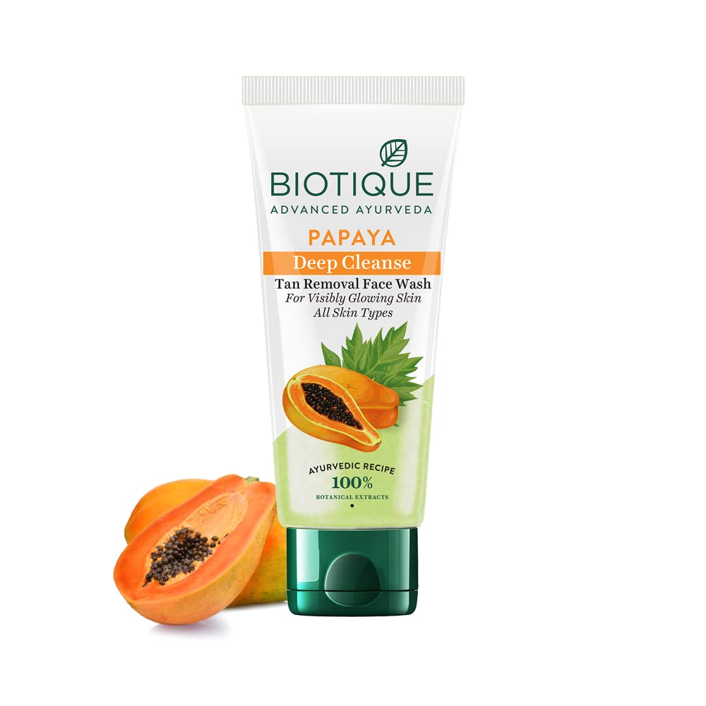 Biotique Honey Water Pore Tightening Brightening Toner With Himalayan Waters, 120ml & Biotique Papaya Deep Cleanse Face Wash For Visibly Glowing Skin All Skin Types, 150ml