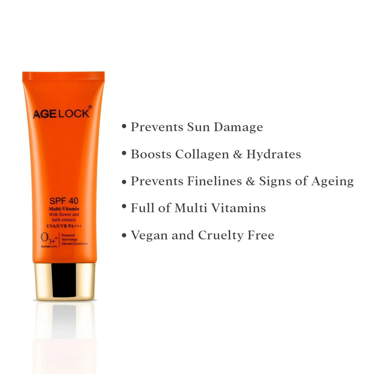 O3+ Agelock SPF 40 Multi-Vitamin UVA/UVB PA+++ with Flower and Herb Extracts (75gm)