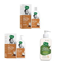 Mother Sparsh Combo of Milky Baby Body Wash 200ml + Milky Lotion for Babies 200ml + Milky Tear Free Baby Shampoo 200ml + Milky Face Cream for Babies 50g