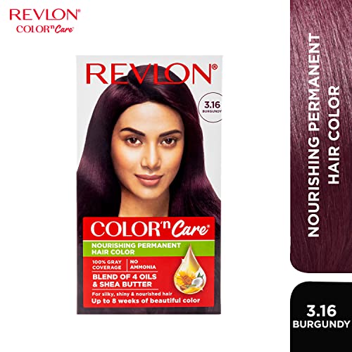 Revlon Color 'n Care Permanent Hair Color for Women -3.16 Burgundy | Blend of 4 oil's & Shea Butter| For Silky, Shiny & Nourished Hair | 100% Grey Coverage in 5 Minutes | Ammonia Free