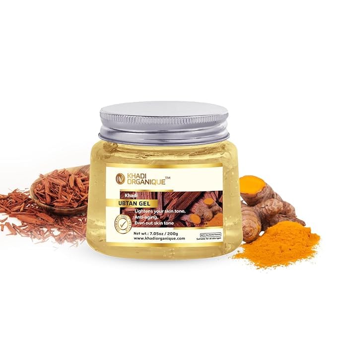 Khadi Organique Combo of Aloe Vera Ubtan Gel (200 gm) + Pure & Natural Rose Water/Skin Toner (210 ml) – 100% Natural for Acne-Free, Glowing Skin | Balances pH, Soothes Itchiness & Moisturizes | Suitable for Men & Women