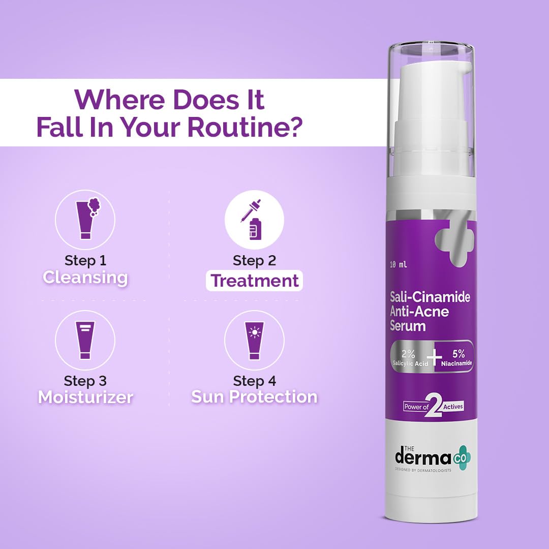 The Derma Co Sali-Cinamide Anti-Acne Face Serum with 2% Salicylic Acid & 5% Niacinamide for Acne & Acne Marks - 10ml