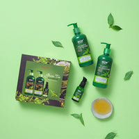 WOW Skin Science Green Tea Restoring Gift Kit for Men & Women | Premium Luxury Gift Set | Diwali Gift Kit | Skin & Hair Care | Shampoo, Conditioner, Face Serum | Combo Pack of 3