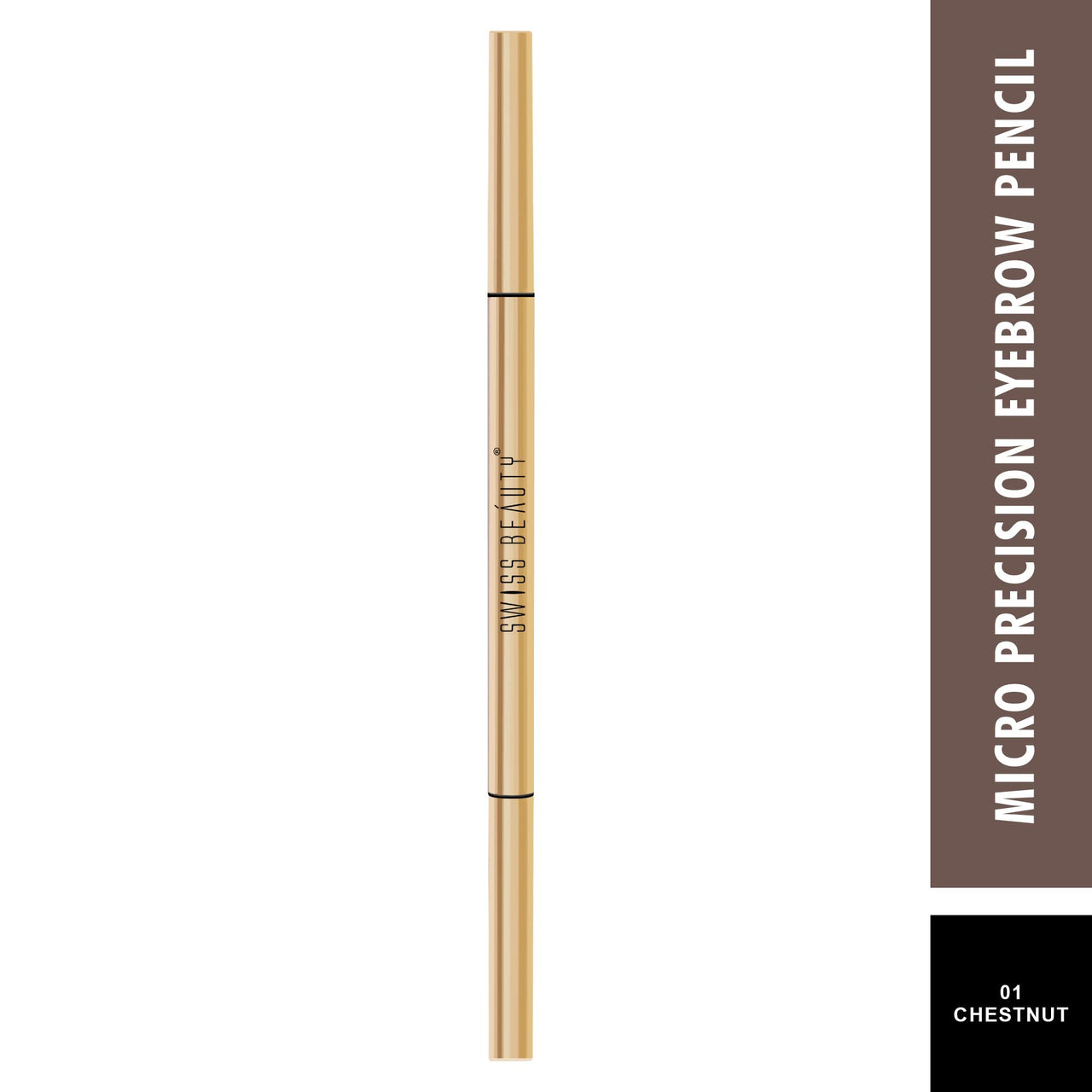 Swiss Beauty Micro Precision Eyebrow Pencil, Highly Pigmented, Long-Lasting and Lightweight Eyebrow Pencil | Shade - Chestnut, 0.1g