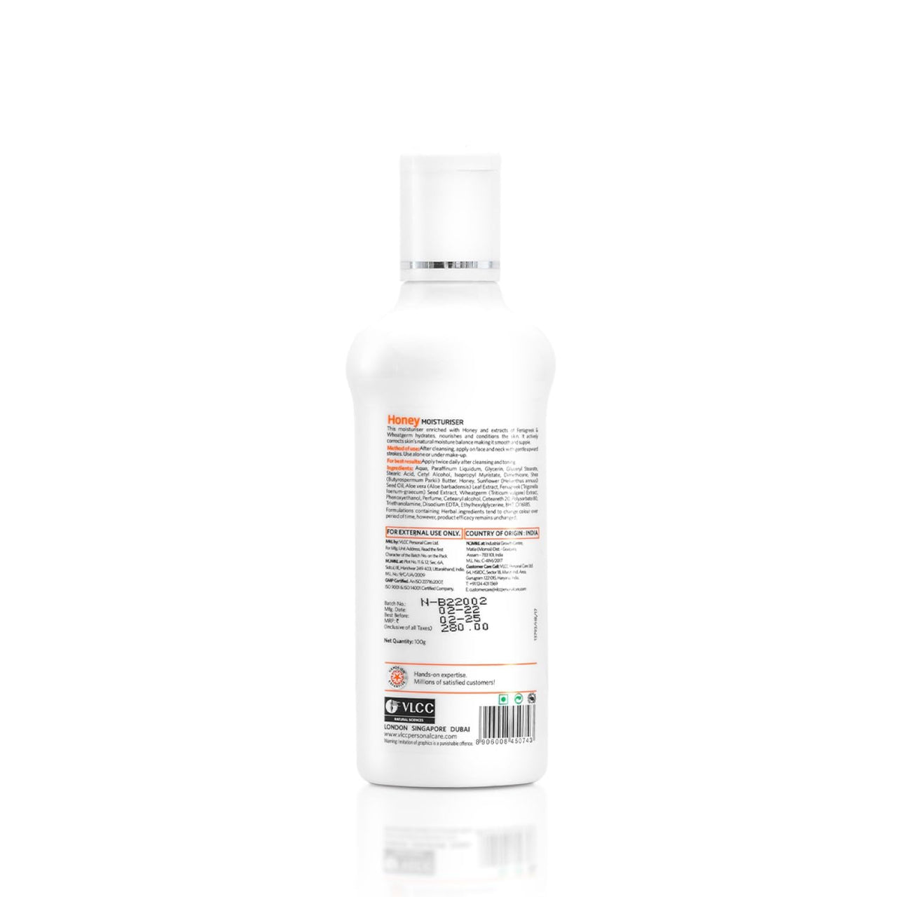 VLCC Honey Moisturiser - 100g - Non-Greasy, Deep Moisturization and Lightweight with Honey, Shea Butter, Fenugreek Extract & Wheat Germ Oil | Normal to Dry Skin