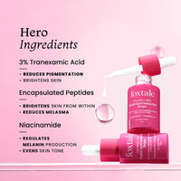 Foxtale 3% Tranexamic Acid Face Serum with Peptides & Niacinamide for Hyperpigmentation, Reduces Marks & Dark Spots, Evens Out Skin Tone, All Skin Types, Men and Women - 30 ml
