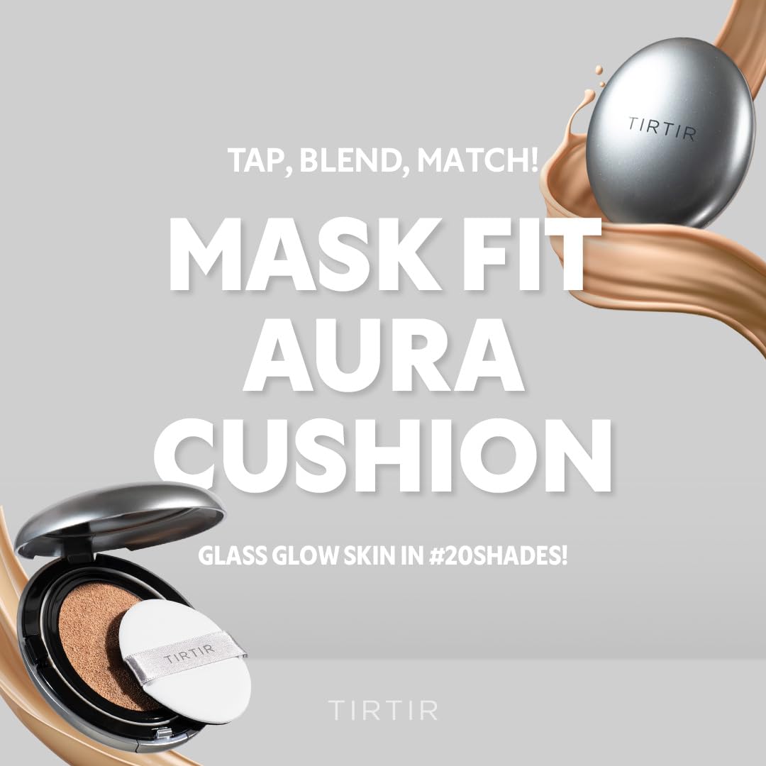 TIRTIR Mask Fit Aura Cushion Foundation, Full coverage, Skin fit, Satin Glow Finish, Korean Cushion Foundation #33C HAZEL, 4.5g