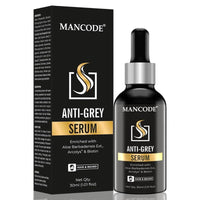 Mancode Anti Grey Serum | Restore Natural Black Color of Grey White Hair & Beard | Delay & Reverse Grays | Strengthen Hair Roots | Toxin Free | For All Hair Types - 30ml