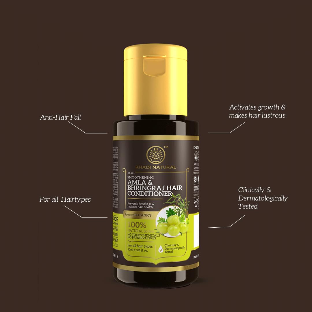 KHADI NATURAL Amla & Bhringraj Hair Conditioner| Smooth & Silk Hair| POWERED BOTANICS- 30 ml