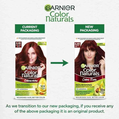 Garnier Color Naturals Crème hair color, Shade 6.60 Intense Red, 70ml + 60g (Pack of 2)