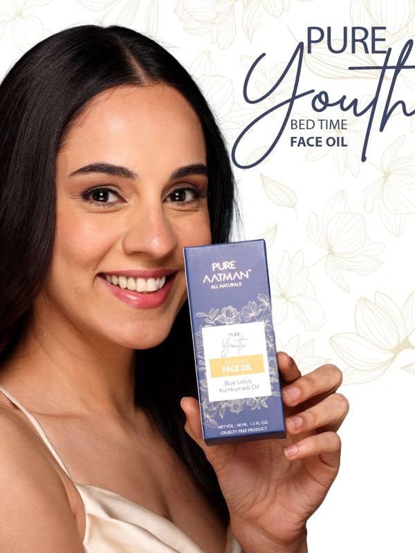Pure Aatman Kumkumadi Saffron Face Oil with Blue Lotus | Ayurvedic Night Repair Oil for Super Glowing Skin